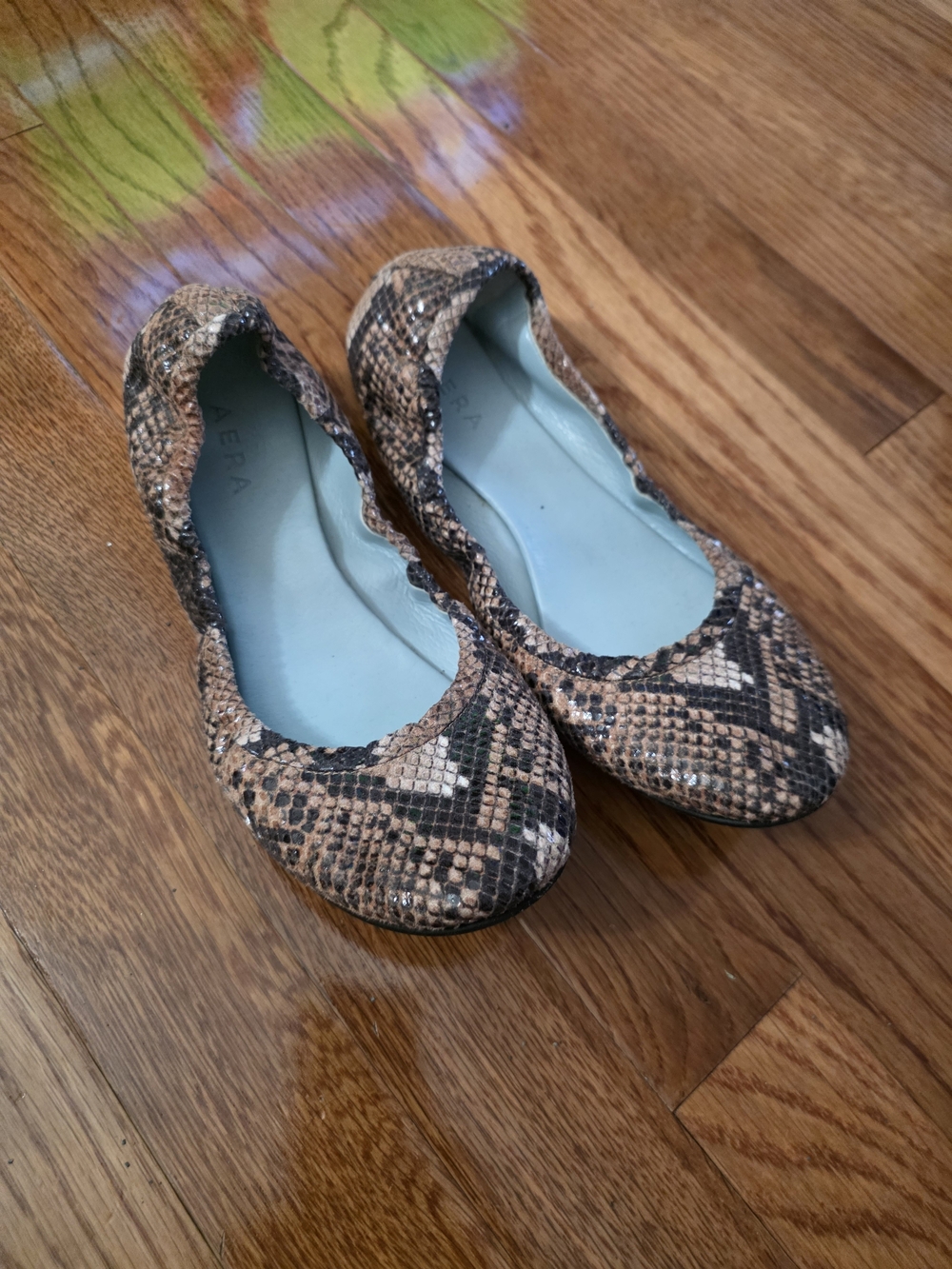 Snake-Print Women's Ballet Flats in Neutral Brown